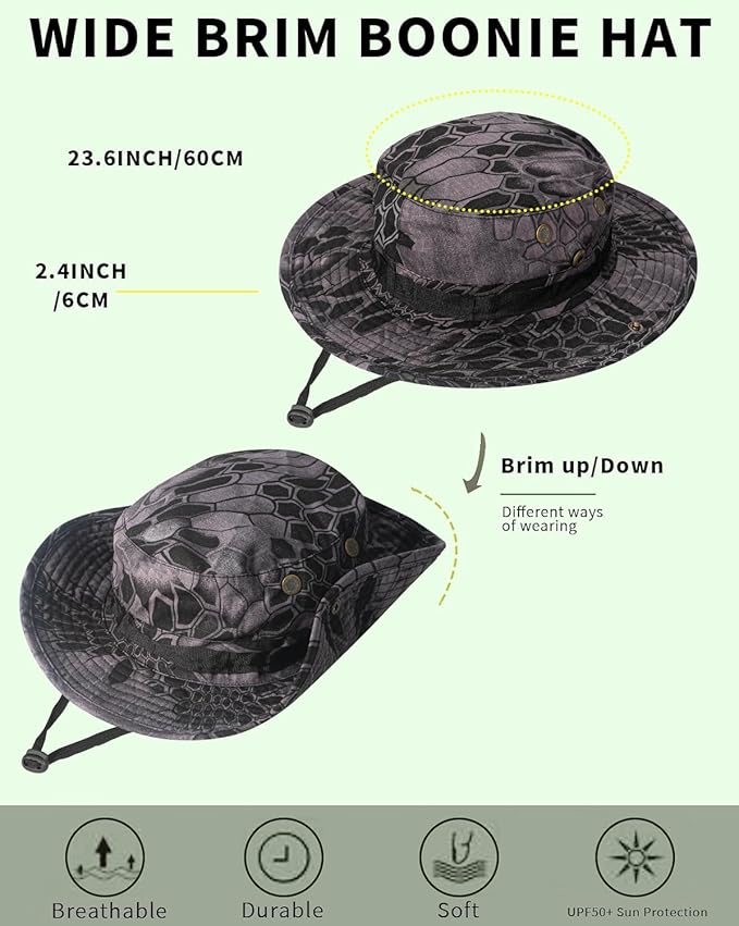 Sun Hats for Men Women Bucket Hat UPF 50+ Boonie Hat Foldable UV Protection Hiking Beach Fishing Summer Safari