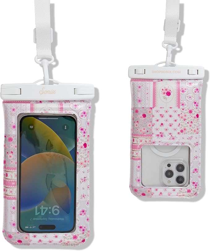 Sonix Waterproof Phone Pouch - Floating Phone Case Dry Bag w/Crossbody Lanyard - Beach Cruise Travel Essentials - Compatible w/All Devices, Touchscreen Friendly | Patchwork Cottage