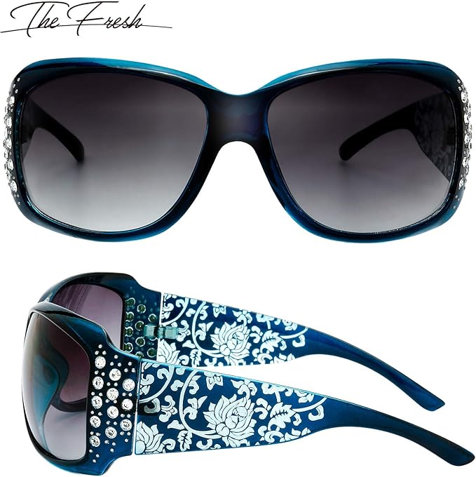The Fresh Trendy Classic Women Hot Fashion Rhinestones Sunglasses with Gift Box