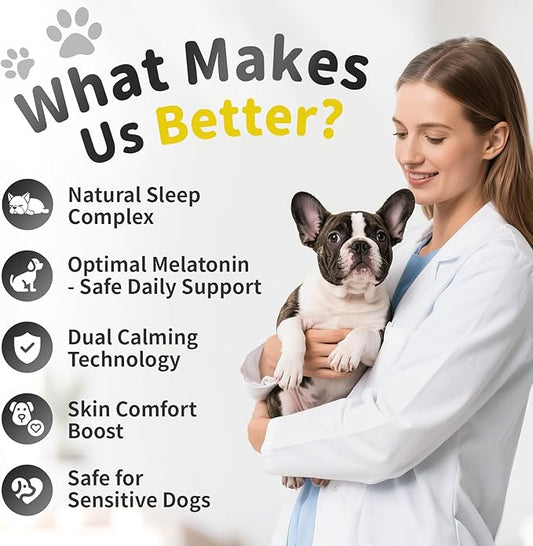 Melatonin for Dogs, Calming Chews with Valerian Root & L-Theanine for Sleep Aid & Emotional Support, Calming Treats for Stress Anxiety Relief - Thunder, Fireworks, Barking, Bacon Flavor, 90Ct