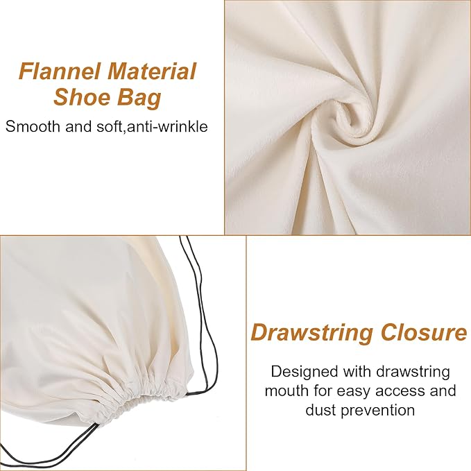 4 Pack Shoe Bags for Travel Packing - Drawstring Sneaker Travel Bags - Cotton Cloth Shoe Dust Bag for Storage & Luggage Washable Dust Cover Bag for Boots and Dress Shoes (Medium: 19"x15")