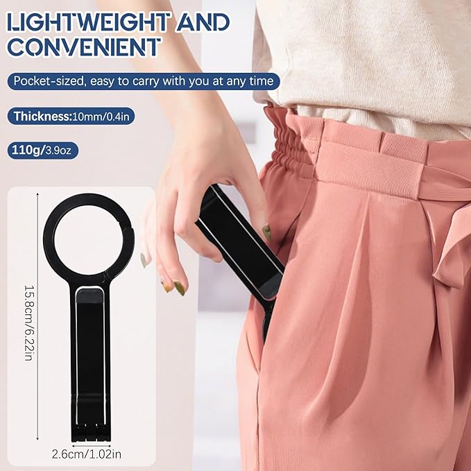 Universal Magnetic Phone Tripod, Foldable Magnetic Pocket Phone Tripod, Aluminum Alloy Mini Portable Cell Phone Stand Magnet Quick Mount, Travel Size, Suitable for Daily Vlog Shooting (Black)