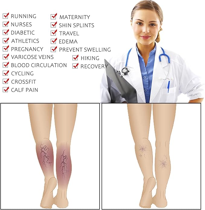 Compression Socks for Women Men Circulation Knee High 8 Pairs for Nurses, Running, Travel, Athletic