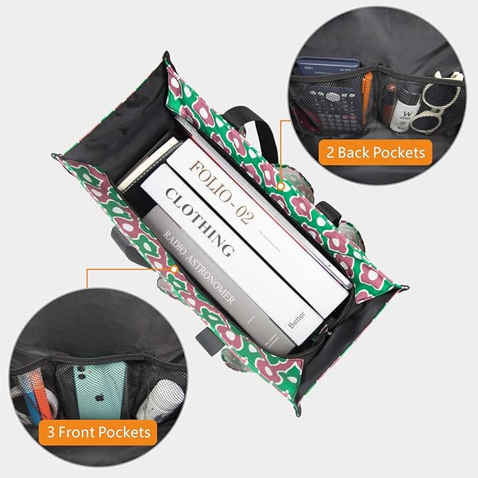 TOPDesign Utility Water Resistant Tote Bag with 13 Pockets, Top Zipper Closure & Thick Bottom Support, for Working Women