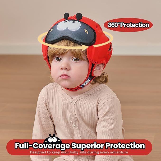 Mambobaby Baby Head Protector Baby Helmet for Crawling Walking- Extra-Thick Deep Forehead Padding, Toddler Helmet 6-24 Months, Infant Safety, Ultra-Light Soft Design-Beetle
