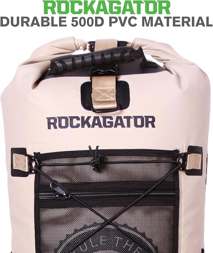 Rockagator Kanarra 90L Waterproof Backpack for Camping, Hiking, Mountaineering, Backpacking, Hunting, Fishing, Canoeing, Outdoor Activities, The Wet Outdoors - Large Capacity, Roll Top Closure, Tan