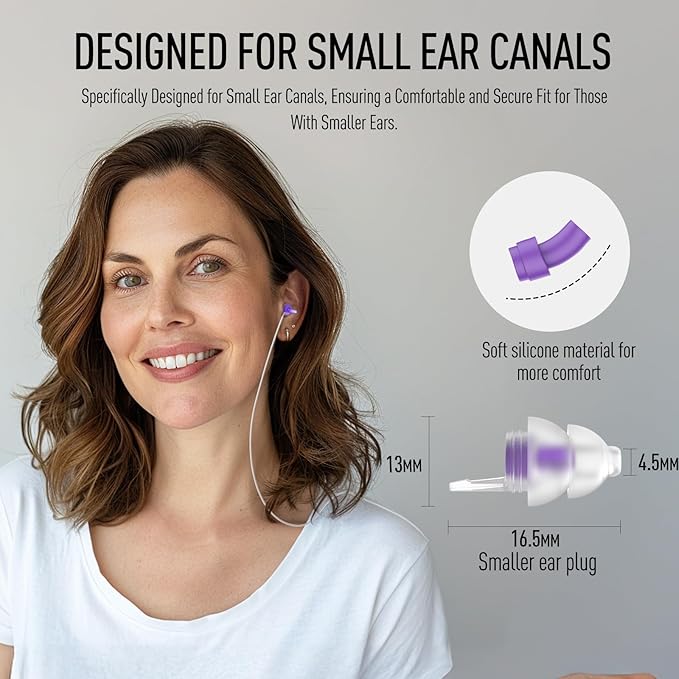 Hearprotek Sleeping Ear Plugs, 2 Pairs Ear Plugs (32db & 30db) Ultra Soft Noise Reduction and Hearing Protection earplugs for Side Sleepers, snoring, Travel, Working, Safety (Purple)