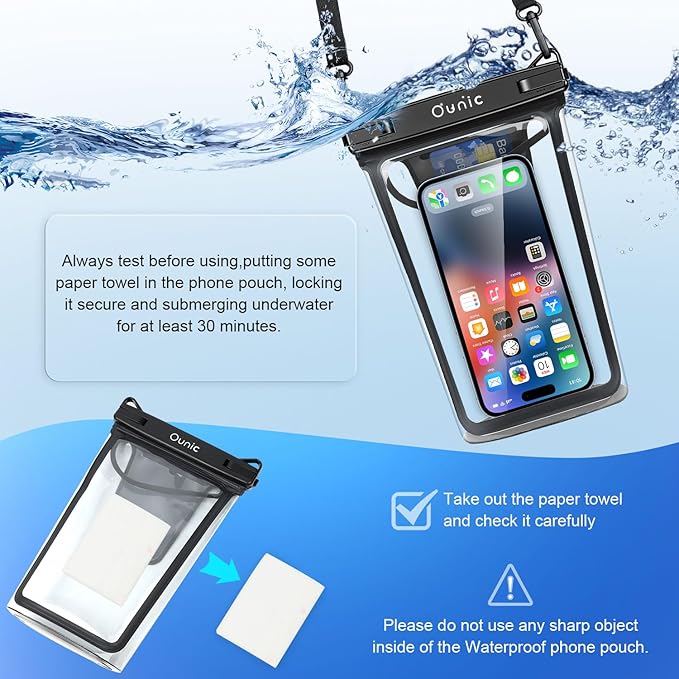 Large Waterproof Phone Pouch, Floating Waterproof Pouch for iPhone 16 15 14 13 12 Pro Max Galaxy S25 S24 S23, Adjustable Lanyard, IPX8 Waterproof Bag for Beach Cruise Swimming Rafting Boating