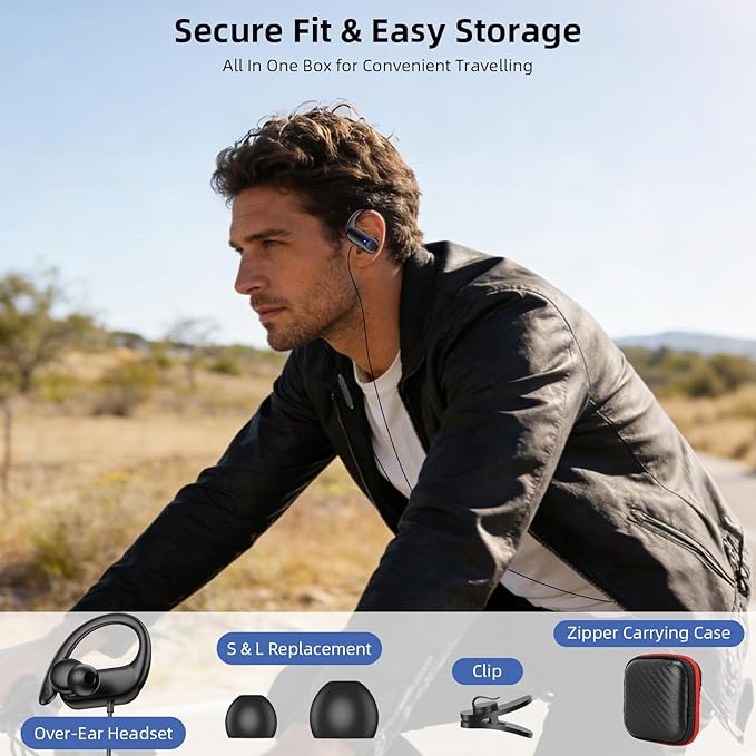 Wired Headphone 3.5mm Over Ear Buds for Chormebook Laptop PC,HiFi Deep Bass Stereo in-Ear Noise Isolation Wired Earbuds,3.5 MM Jack Earphone with Ear Hook for Samsung A15,Cord Headset for Moto G Play
