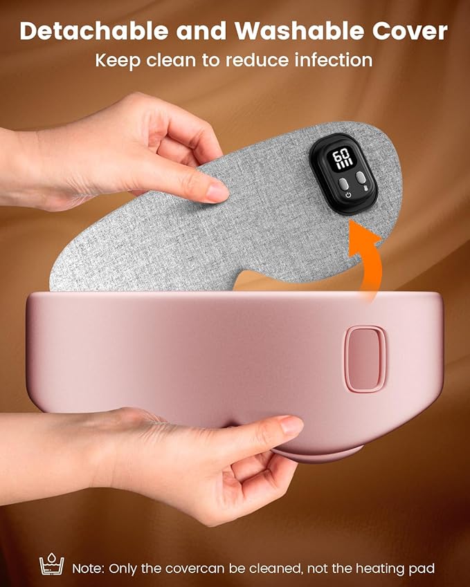 Heated Eye Mask - Cordless Eye Mask for Dry Eyes, Eye Relief, Improved Sleep, Timed Shutdown, 4 Temperature, Washable Eye Heating Pad for Travel, Removable for Cleaning - Dark Pink