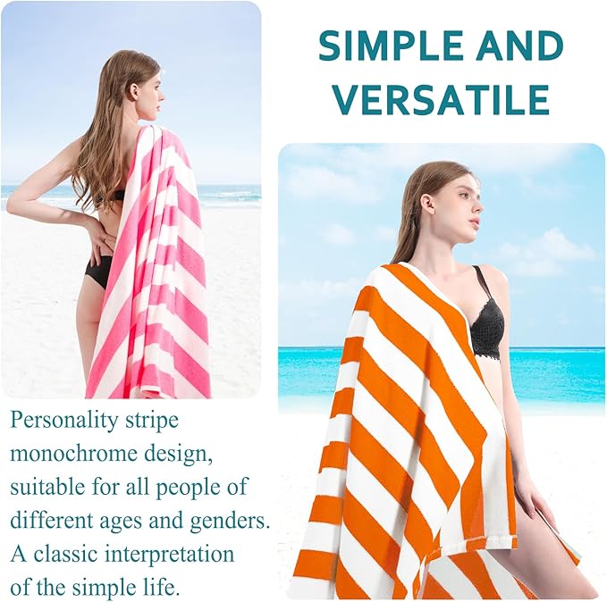 6 Packs Oversized Stripe Beach Towel Thin Terry Set Extra Large XL Big Clearance Pool Travel Accessories Essentials Blankets Soft Super Absorbent Swim Bath Towels Bulk Men Women Adults Gift Orange