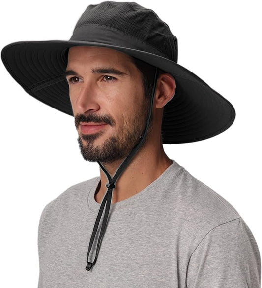 Home Prefer UPF50+ Mens Sun Hat Wide Brim Fishing Hat Foldable Large Brim UV Protection Sun Hat for Men Women Beach Gardening