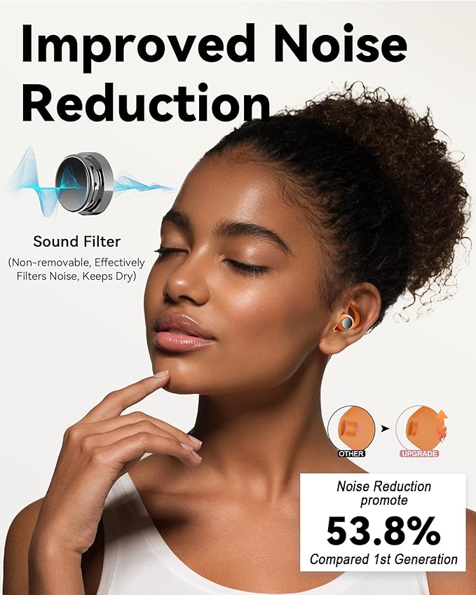 Ear Plugs for Sleeping - Noise Reduction Soft Silicone Earplugs, 2 Pairs Reusable Hearing Protection Earplugs for Noise Sensitivity, Sleep,Snore,Travel,Sound Reduction Noise Cancelling - Orange