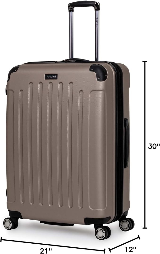 Kenneth Cole REACTION Renegade Luggage Expandable 8-Wheel Spinner Lightweight Hardside Suitcase, Champagne, 28-Inch Checked