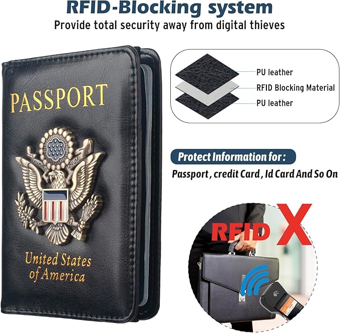 Coowayze Passport Holder Cover for Women Men, Leather US Passport Wallet Case with Vaccine Card Slot for Travel, RFID Passport Book Cover Travel Document Organizer Carrier