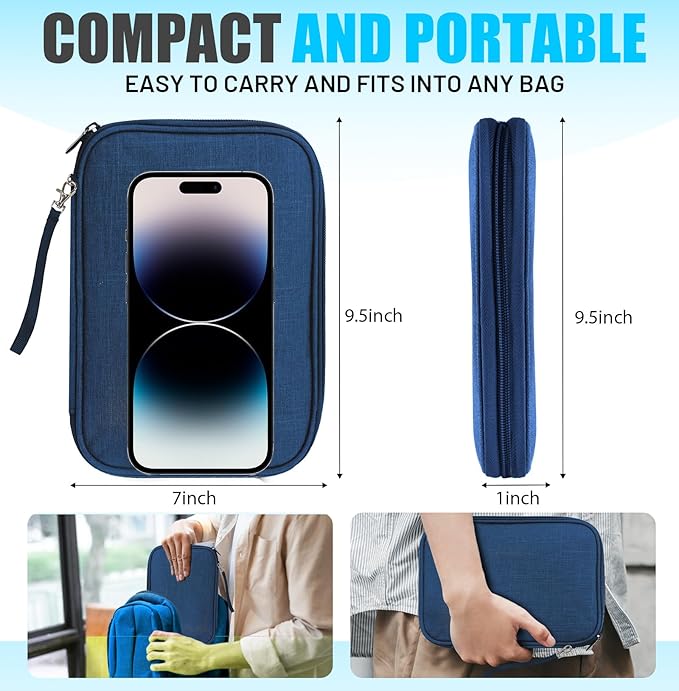 Travel Cable Organizer Bag, Electronics Organizer Tech Pouch with Double Layers for Cords, Chargers, Phone, Earphones, USBs, SD Cards - Travel Essentials Portable Waterproof Tech Pouch