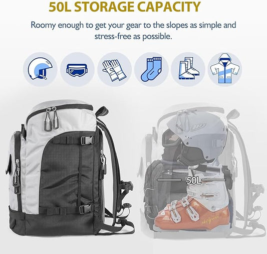 Unigear Ski Boot Bag Backpack for Helmet 50L/70L, Goggles, Gloves, Skis, Snowboard & Accessories
