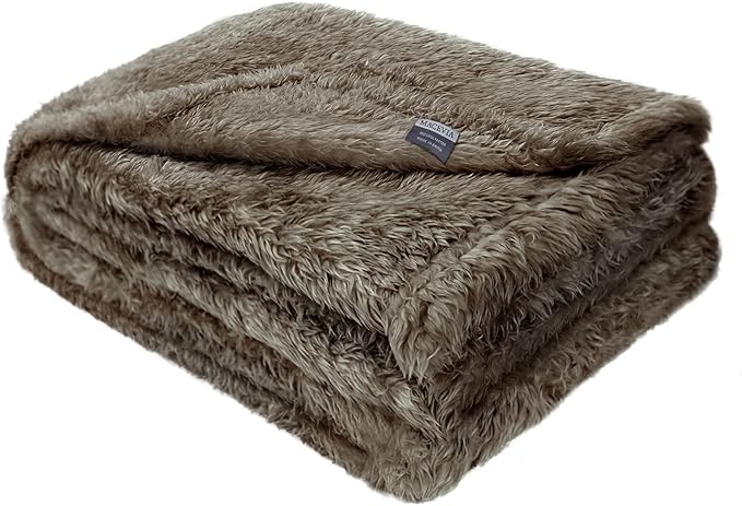 MACEVIA Fluffy Fleece Dog Blankets,Warm Soft Fuzzy Pets Blanket for Puppy,Small,Medium,Large Dogs and Cats,Plush Pet Throws for Bed,Couch,Sofa,Travel(24x29 Inch, Taupe)