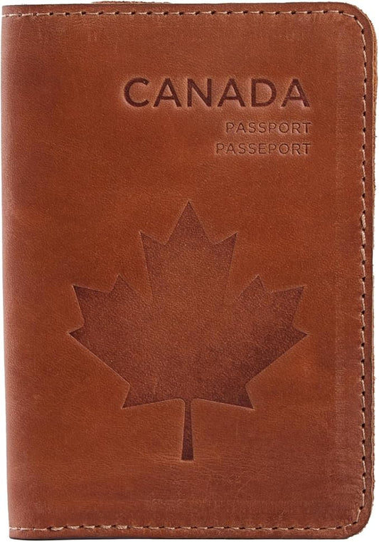 INCARNE Passport Cover - Travel Passport Wallet - Leather Passport Holder for Men Women Family with Card Slots & Note Compartmen - Sleeve Protector - Genuine Leather - Vintage Cognac