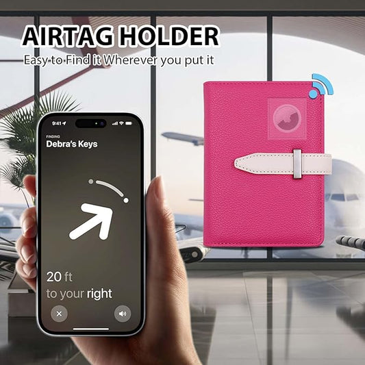 Passport Holder with Airtag for Women/Men,Airtag Passport Wallet for Travel,Cute Passport Holder Rfid Blocking,Travel Wallet for Cards Passport Cover Case