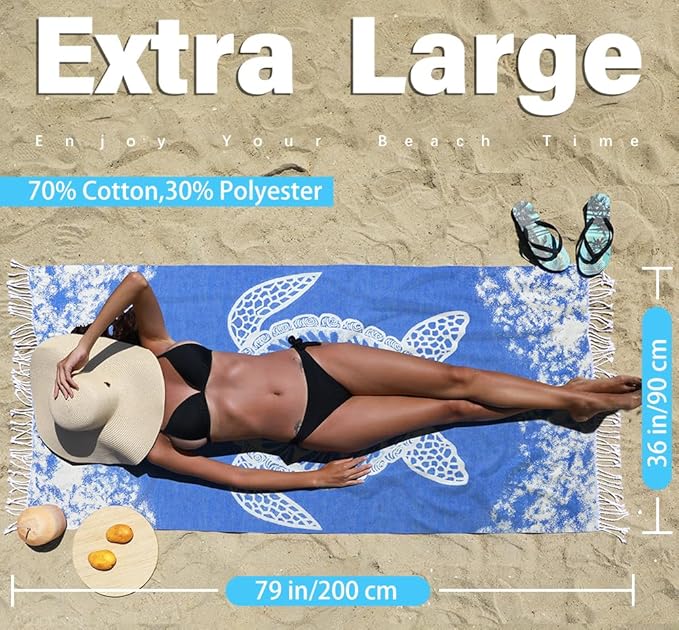 Thin Turkish Beach Towel Lightweight Quick Dry Absorbent Cotton Bathroom Bath Pool Swim Towels Extra Large Oversized Sand Free Beach Accessories Essentials Cloud Gifts for Adult