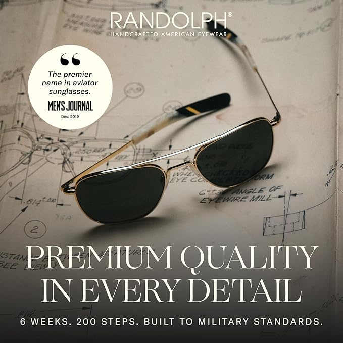 Randolph Eyewear Aviator Sunglasses for Men & Women – Non-Polarized & Polarized Lenses, 23k Gold UV Protection Sunglasses