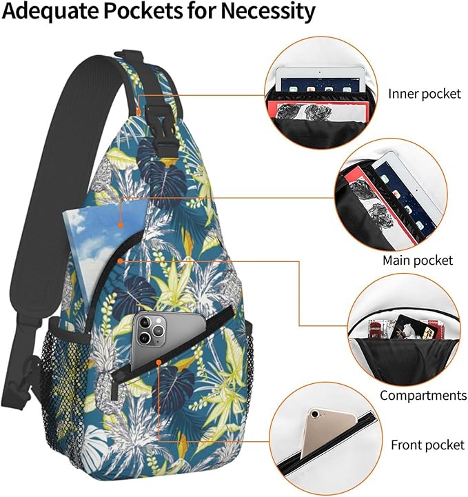 Hawaii Tropical Palm Sling Backpack Crossbody Bag Casual Chest Bags Travel Hiking Daypack Shoulder Bag for Women Men