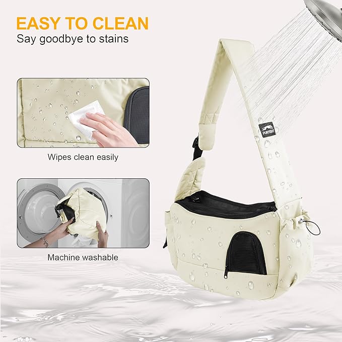 Dog Carrier Sling for Small Dogs & Cats Hand-Free Puppy Sling Purses with Storage Bag and Adjustable Shoulder Strap, Pet Sling Carrier Up to 8.8 Lbs (Yellow)