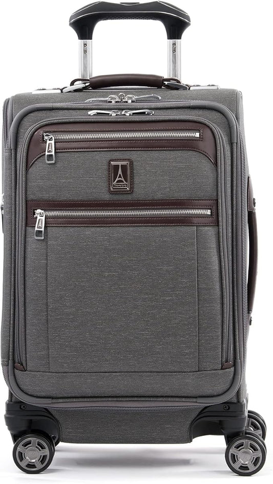Travelpro Platinum Elite Softside Expandable Carry on Luggage, 8 Wheel Spinner Suitcase, USB Port, Laptop and Tablet Sleeves, Men and Women, Vintage Grey, Carry On 20-Inch