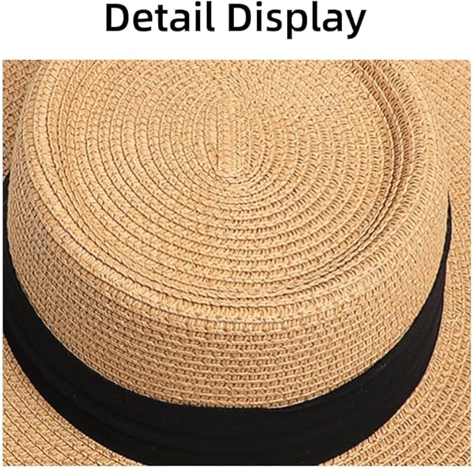 Sun Hat - Foldable Straw Beach Sun Hat for Women UPF40+,Beige Strap Khaki