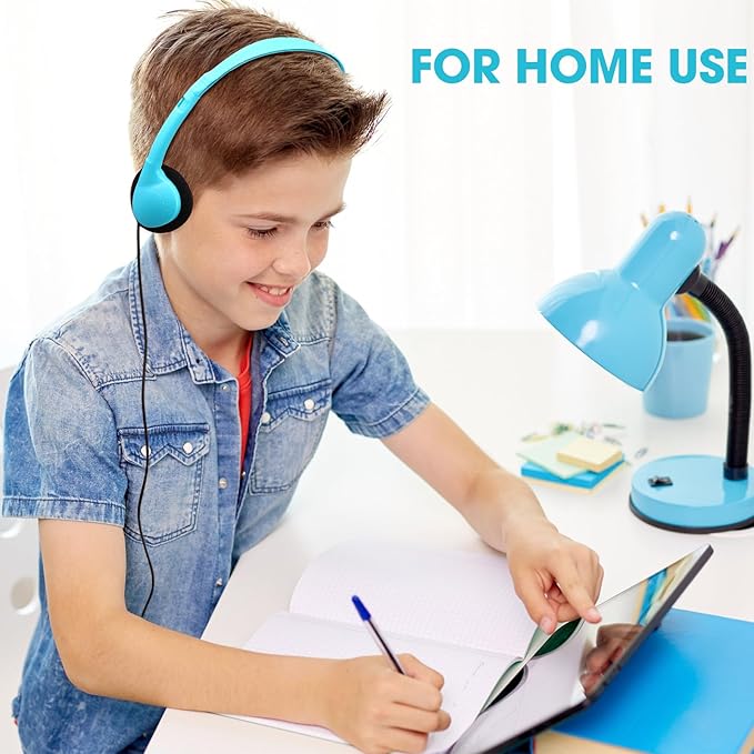 Konohan 30 Pack Headphones Bulk Headphone for School Classroom Student Wired Headphones Adjustable with 3.5 mm Jack for Adults (Sky Blue)
