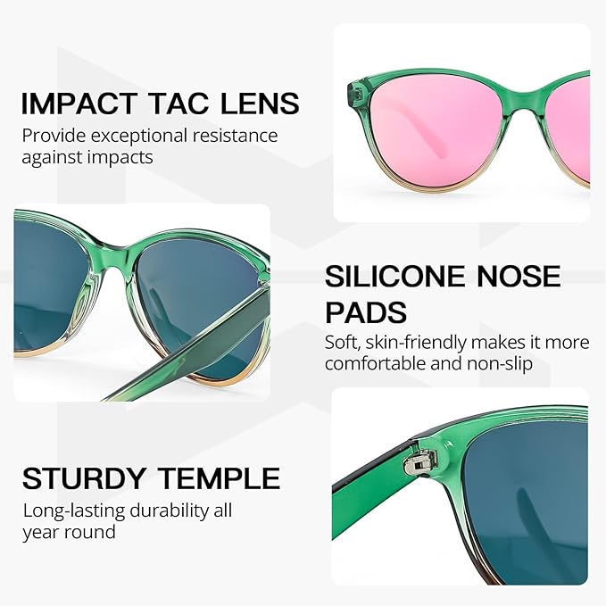 Myiaur Polarized Sunglasses for Women, Trendy Cat Eye Sun Glasses UV400 Protection Classic Retro Shade 2 Pack