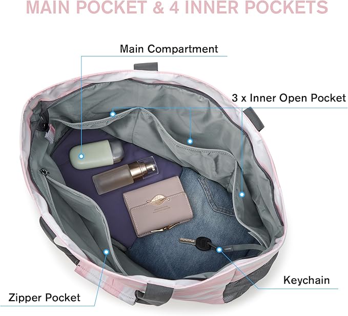 G4Free Beach Bag, Waterproof Sandproof Beach Tote Bag, Large Capacity Foldable for Women