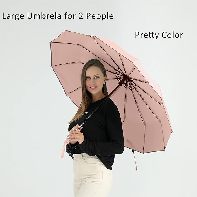 BAODINI Windproof Compact Rain Umbrella for Travel 42/46 Inch Premium Fabric Auto Open Perfect for Purse and Backpack Portable Umbrella for Women and Men