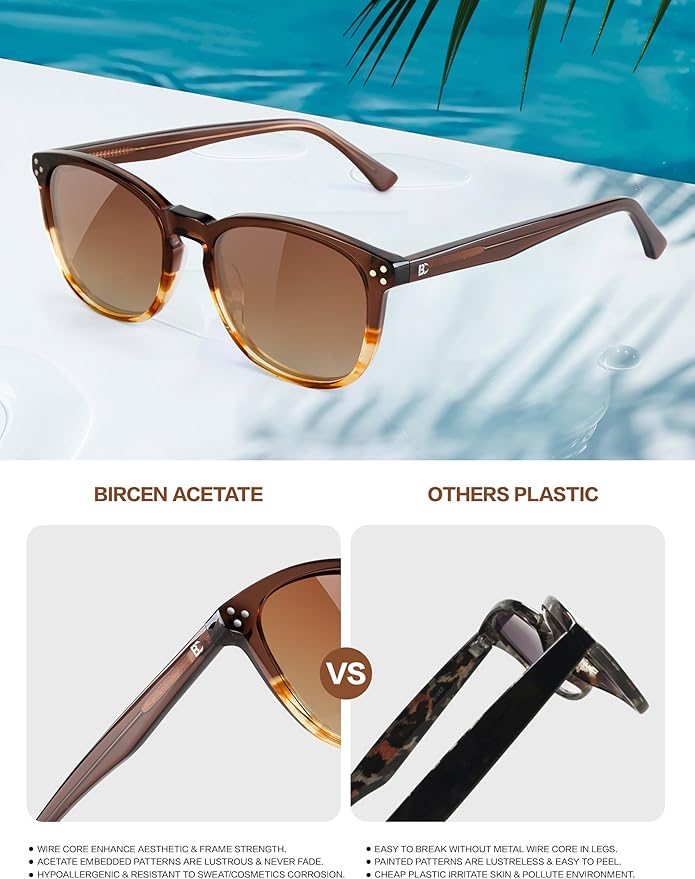 Polarized Sunglasses For Women UV - Protection Womens Trendy Fashion Large Shades With Acetate Frame BC2110