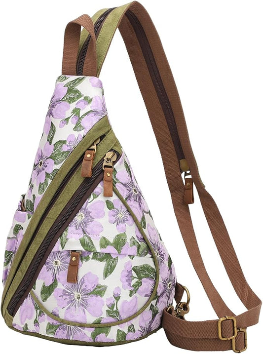 KL928 Canvas Sling Bag - Small Crossbody Backpack Shoulder Casual Daypack Rucksack for Men Women