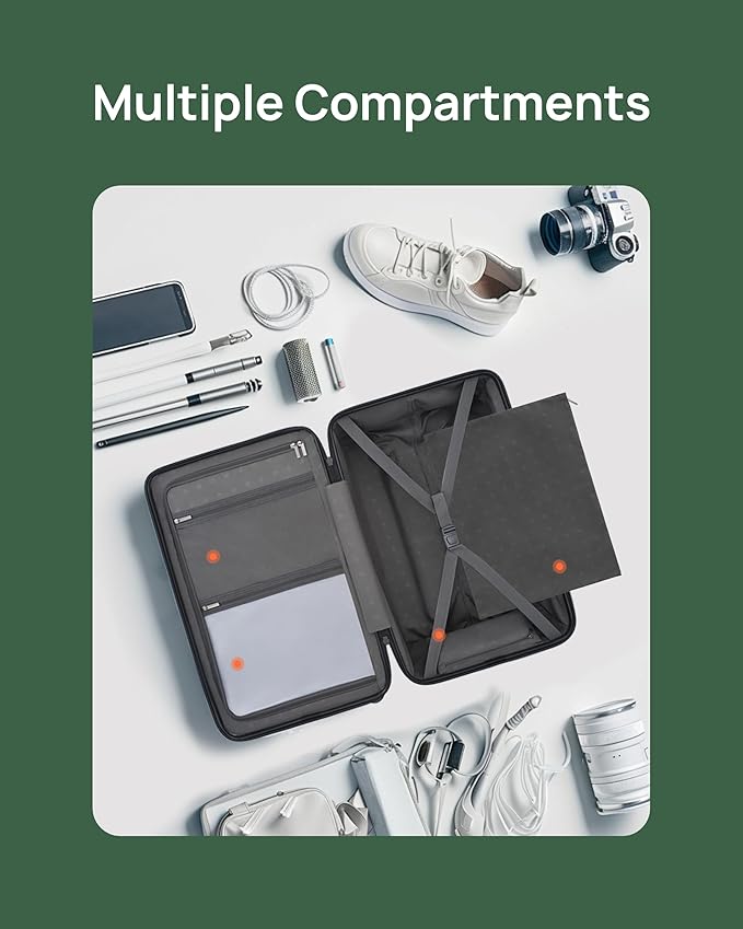 NINETYGO Carry On Suitcase, 20 Inch Carry-On Luggage with Double Spinner Wheels, Anti-Burst Zipper, Hard Case PC Suitcase Carry On, Lightweight Travel Luggage, TSA Approved (Topaz Blue, Hudson)