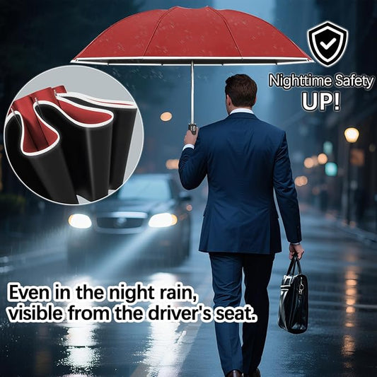 Travel Umbrella for Rain, Automatic Folding Windproof Umbrella with Case - Compact Reverse with 360° Reflective Stripe, Light & Portable Durable for Women & Men