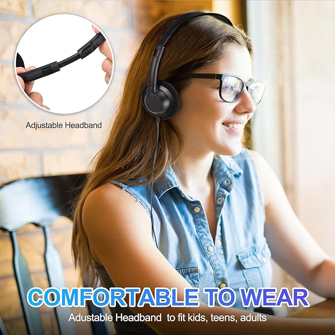 Flutesan 60 Pieces Classroom School Headphones Bulk on Ear Headphone with 3.5mm Headphone Plug in Adjustable Disposable for Kids Adults Student Noise Stereo Sound Library No Microphone