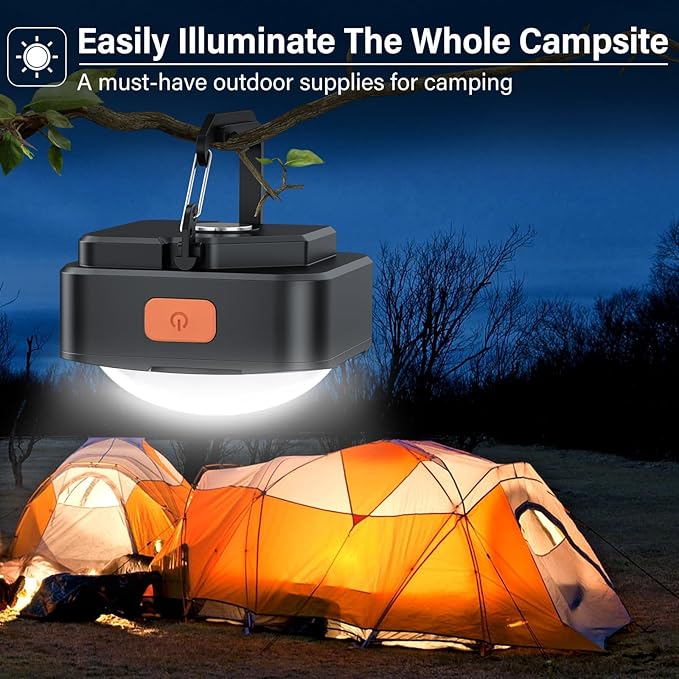 Rechargeable Camping Lights FLY2SKY 3Pcs Black Tent Lights Mini Flashlight Portable LED Camping Lantern Survival Gear Camping Accessories for Hiking Backpacking Fishing Hurricane Emergency Outage