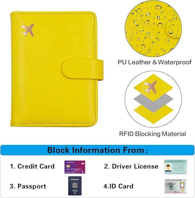 Melsbrinna Premium Leather Passport Holder Covers Case, Waterproof Rfid Blocking Travel Wallet Passport Holder with Pen Holder, Cute Passport Book for Women/Men