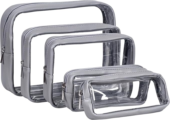 TSA Approved 5-Piece Diaper Bag Organizer Pouch Set Clear Waterproof TPU Kids Toiletry Storage Set Travel Packing Clutch Cube Bags for Baby Nursing