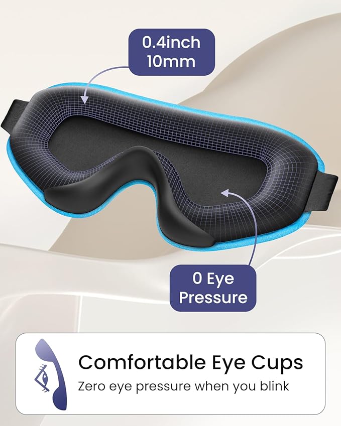 WAOAW Sleep Mask for Men Women: Blackout Eye Masks for Sleep - 3D Breathable Soft Comfortable Eye Mask for Travel - Adjustable Light Blocking Night Masks for Sleeping
