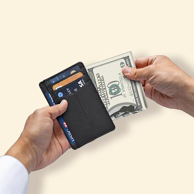 Oak Leathers Leather Slim Minimalist Wallet for Men & Women RFID Front Pocket Leather Card Holder Wallets