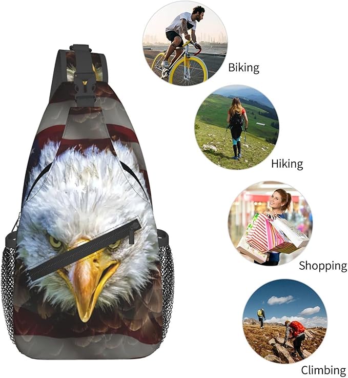 American Flag Sling Bag Multipurpose Crossbody Sling Backpack Travel Cycling Hiking Shoulder Bag For Women Men