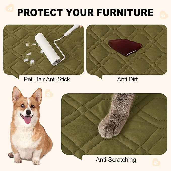 Smiry Waterproof Dog Blanket, 30x53 Inch Soft Pet Bed Cover Reversible, Washable Sofa Couch Furniture Protector for Small Medium Large Dog Puppy Cat, Geometric, Green/Navy