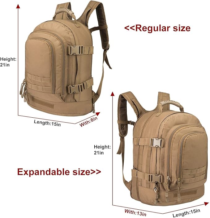 Greencity Laptop Backpacks Tactical 3 Day Expandable Bug Out Bag Classic Case Travel Hiking，Coyote