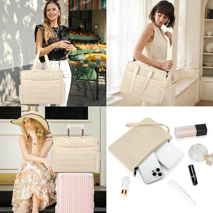 IBFUN Utility Tote Bag with 14/24 Pockets Zip Top Teacher Tote Bag for Teacher/Work Women