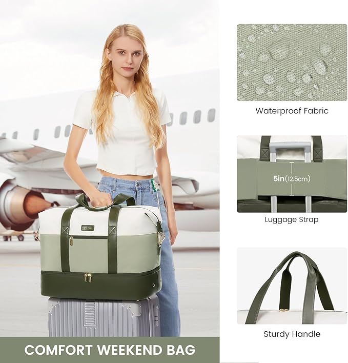 LOVEVOOK Weekender Bag, Large Travel Duffel Bag for Women with 2 Packing Cubes, Carry on Overnight Bag with Shoe Compartment, Mom Hospital Bags for Labor and Delivery