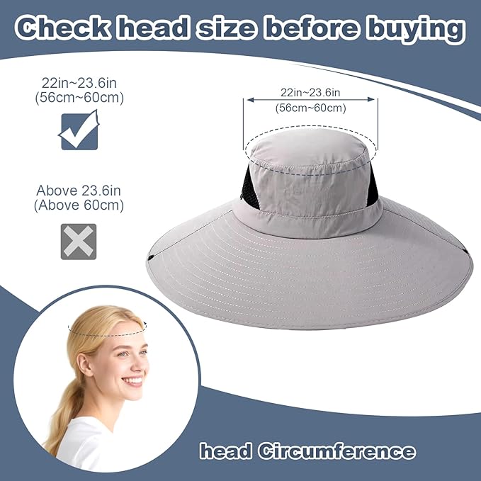 Super Wide Brim Fishing Hat for Men and Women,UPF50+ Waterproof Bucket Hat for Fishing, Hiking, Camping